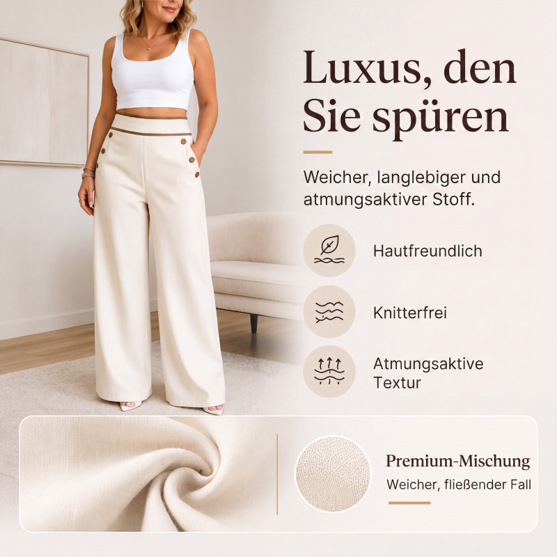 Damen-Hochweitbund-Hosen mit kontrastierenden Besätzen