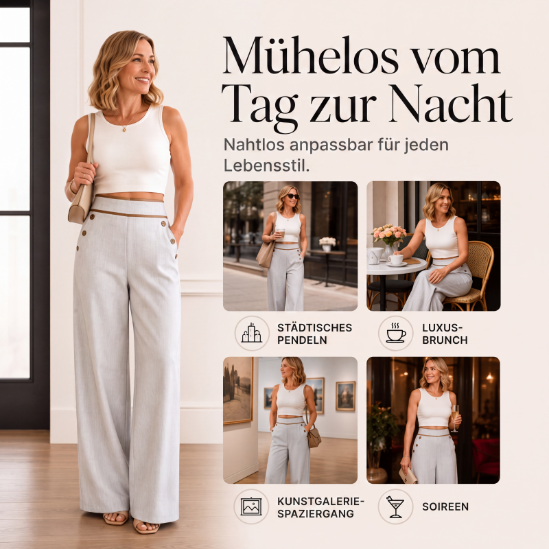Damen-Hochweitbund-Hosen mit kontrastierenden Besätzen