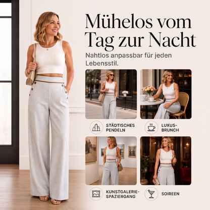Damen-Hochweitbund-Hosen mit kontrastierenden Besätzen