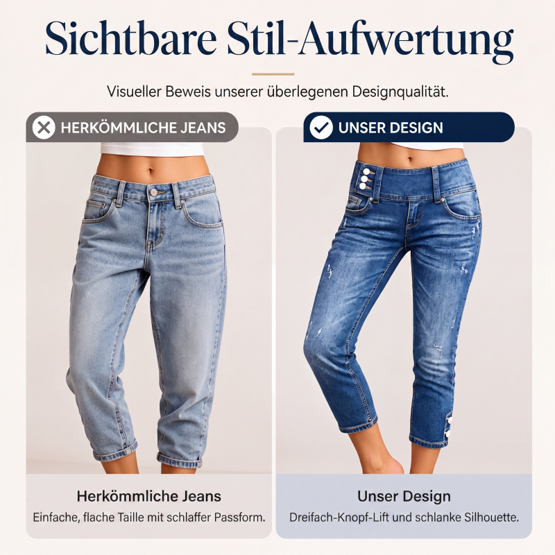Taillenhohe, schmal geschnittene Cropped-Jeans für Damen