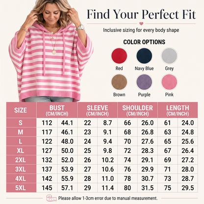 ✨🛍️Neu eingetroffen – Lässiger Kapuzenpullover mit Streifen – Einfache Mode für den Kaffee-Besuch oder entspannte Tage