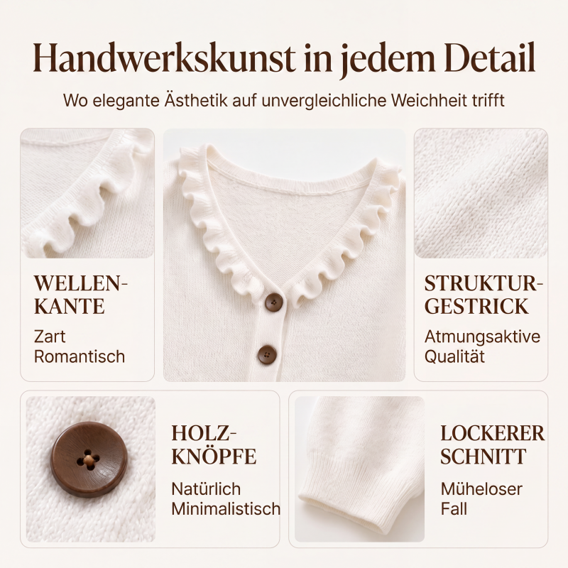 Damen-Strickjacke mit Rüschenkragen