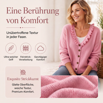 Damen-Strickjacke mit Rüschenkragen