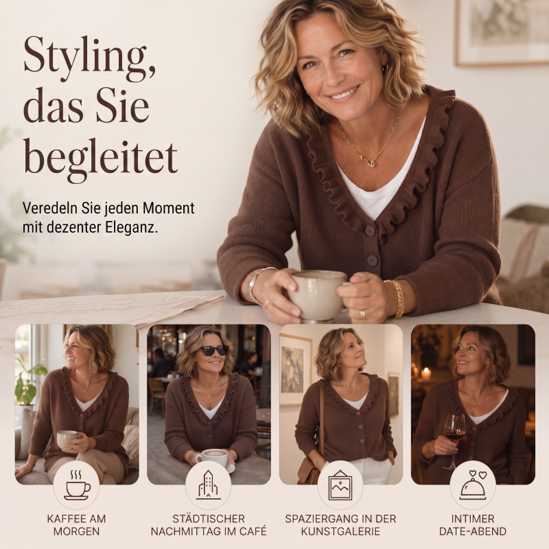 Damen-Strickjacke mit Rüschenkragen