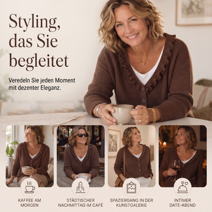 Damen-Strickjacke mit Rüschenkragen