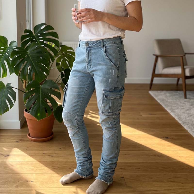 📣📣🎉✨Slim-Fit Jeans-Cargohosen – Figurbetont, praktisch & zeitloses Design