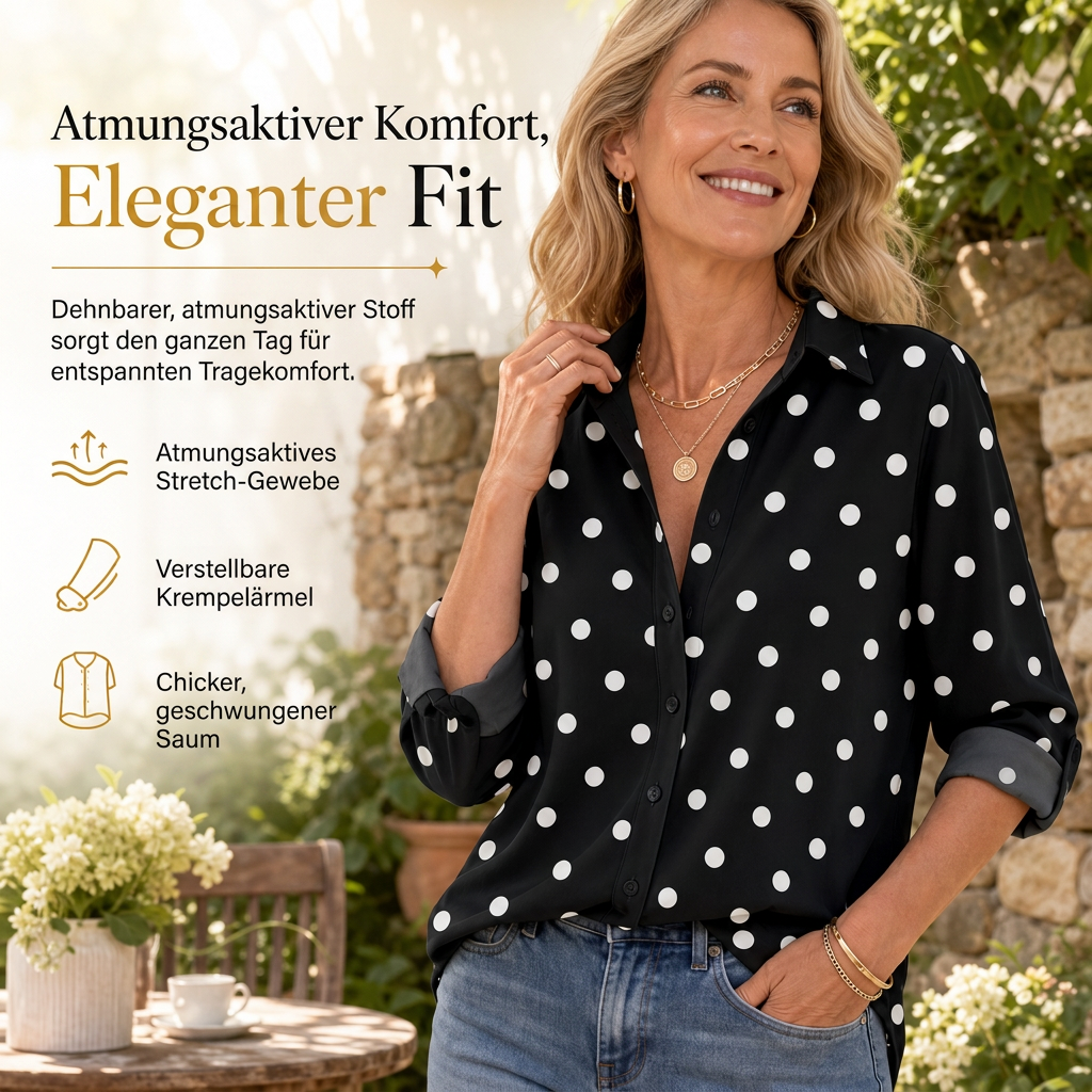 Damen Elegante Freizeitbluse mit Langarm und Knopfleiste
