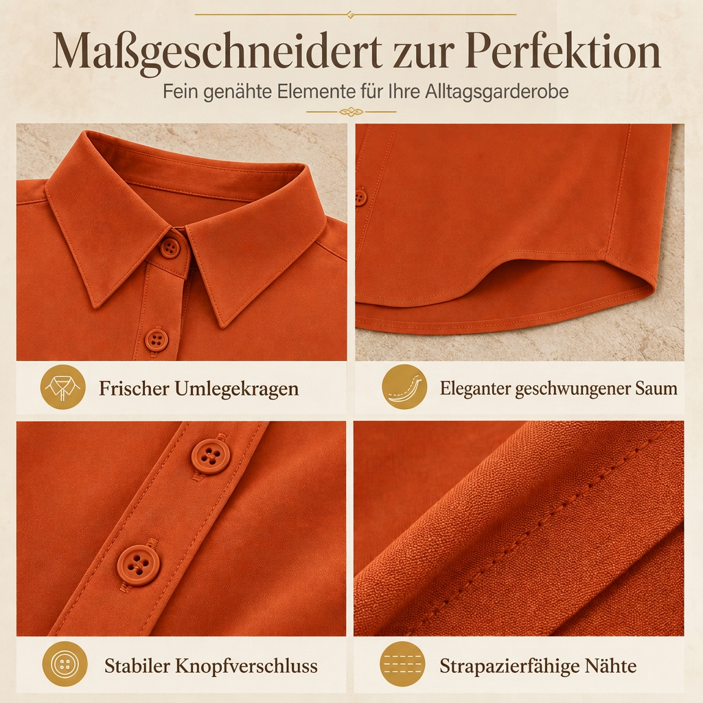 Damen Elegante Freizeitbluse mit Langarm und Knopfleiste