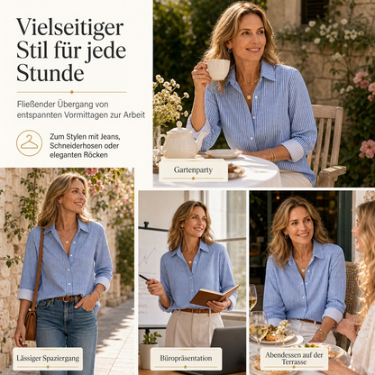 Damen Elegante Freizeitbluse mit Langarm und Knopfleiste
