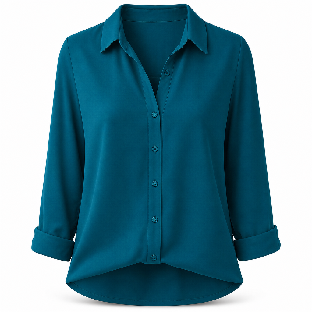 Damen Elegante Freizeitbluse mit Langarm und Knopfleiste