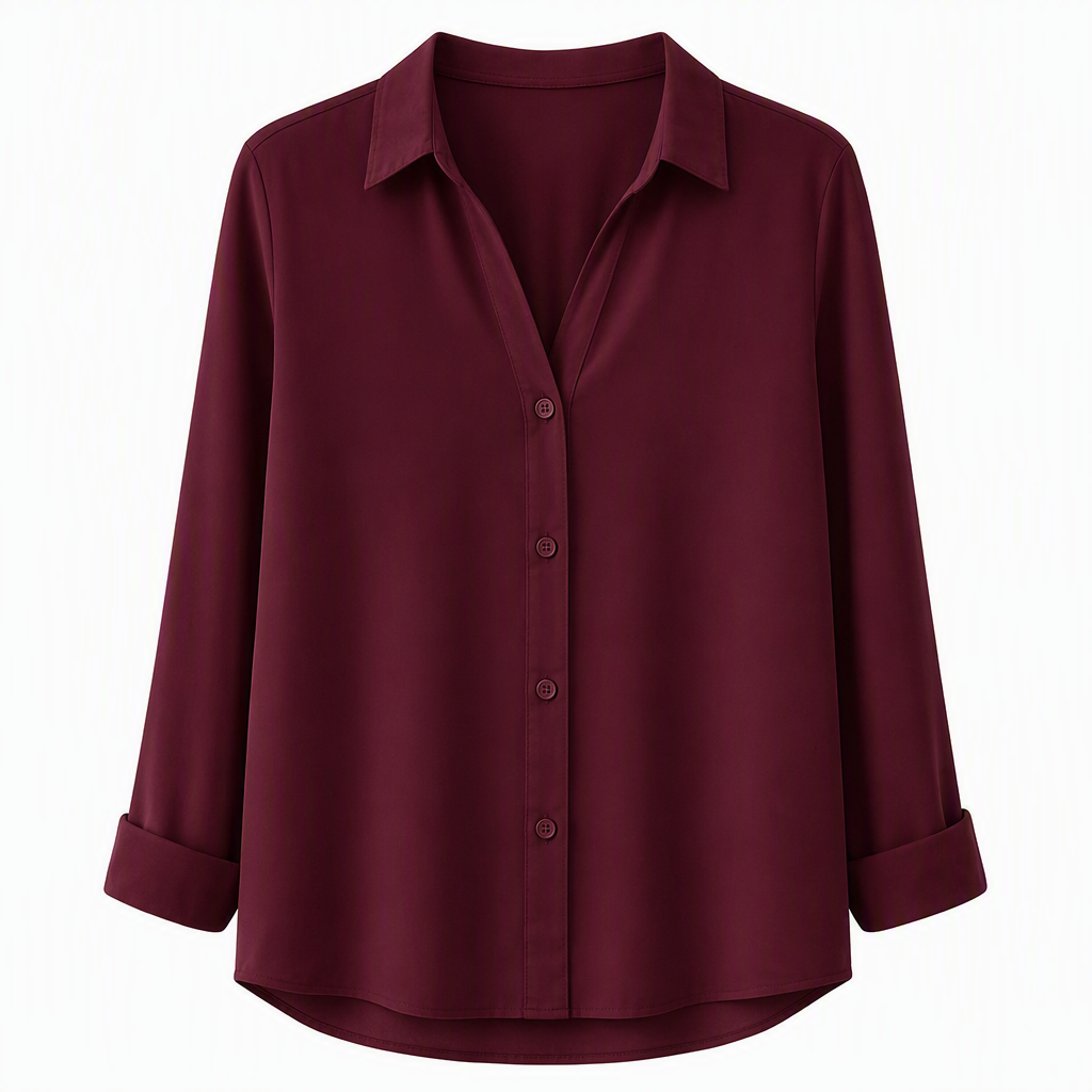 Damen Elegante Freizeitbluse mit Langarm und Knopfleiste