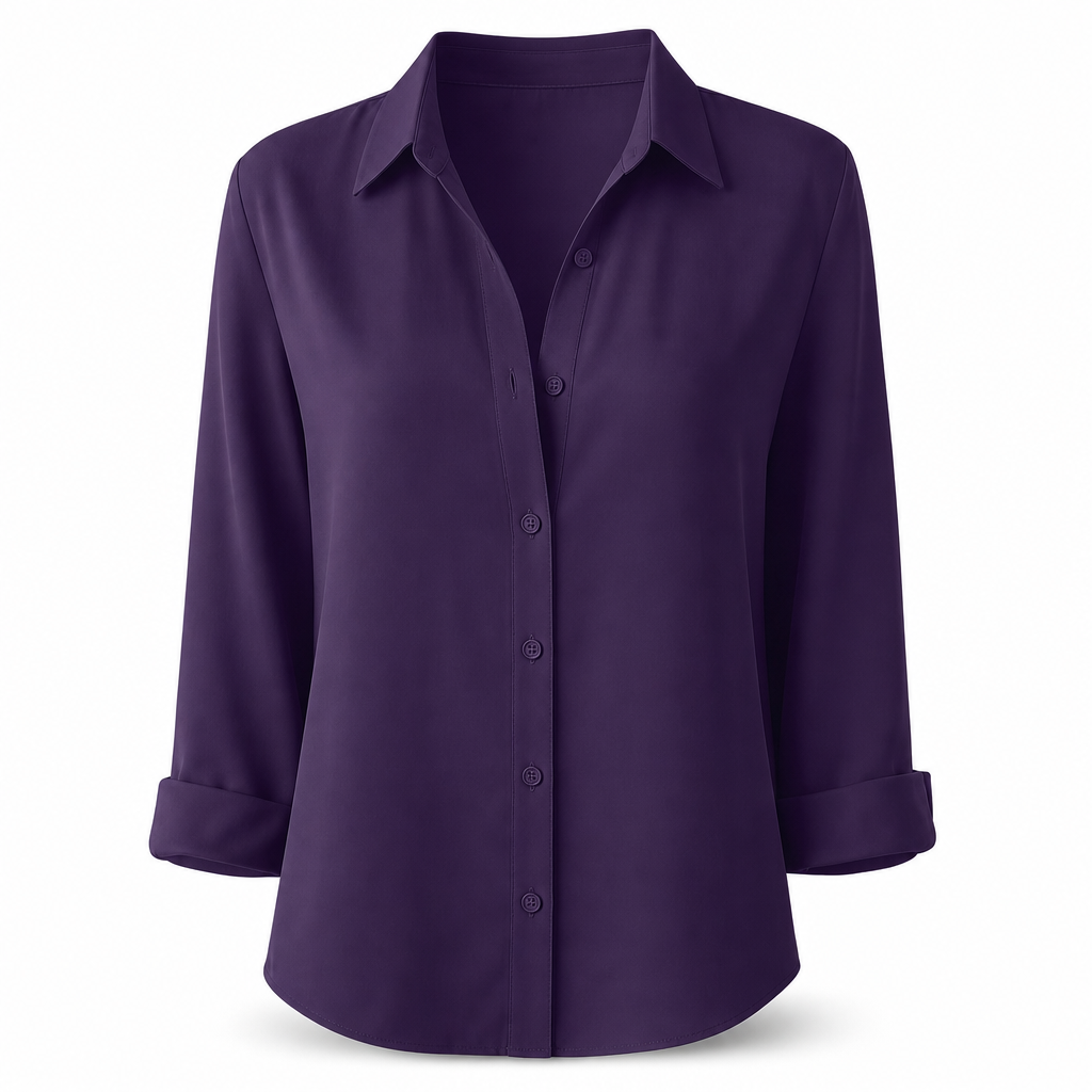 Damen Elegante Freizeitbluse mit Langarm und Knopfleiste