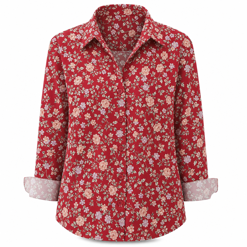 Damen Elegante Freizeitbluse mit Langarm und Knopfleiste