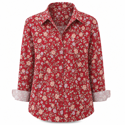 Damen Elegante Freizeitbluse mit Langarm und Knopfleiste