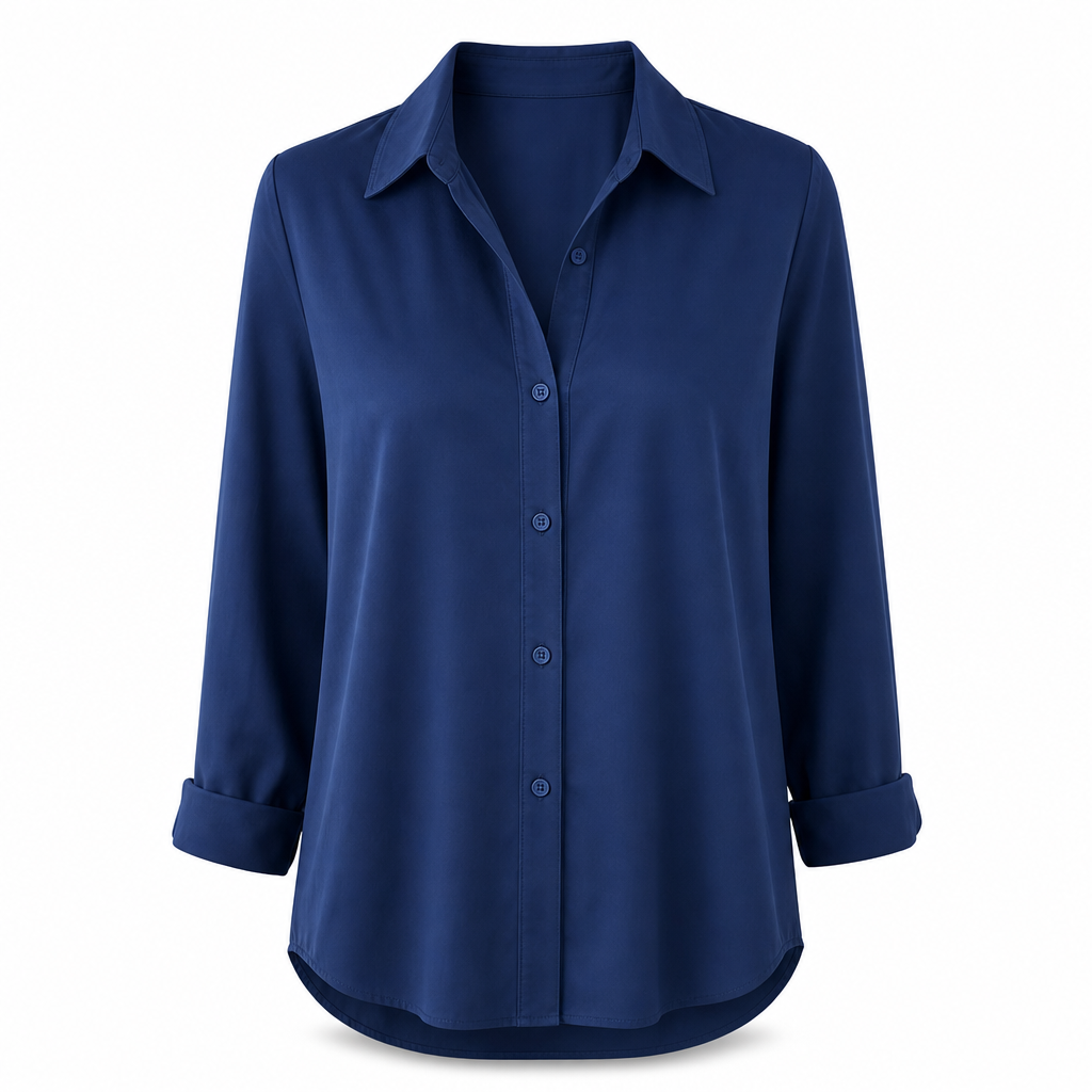 Damen Elegante Freizeitbluse mit Langarm und Knopfleiste