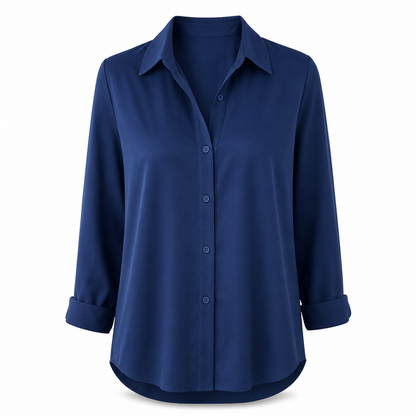 Damen Elegante Freizeitbluse mit Langarm und Knopfleiste