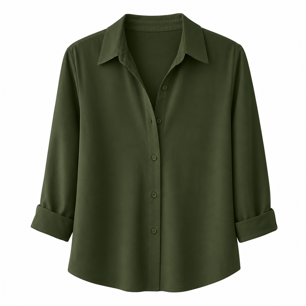 Damen Elegante Freizeitbluse mit Langarm und Knopfleiste