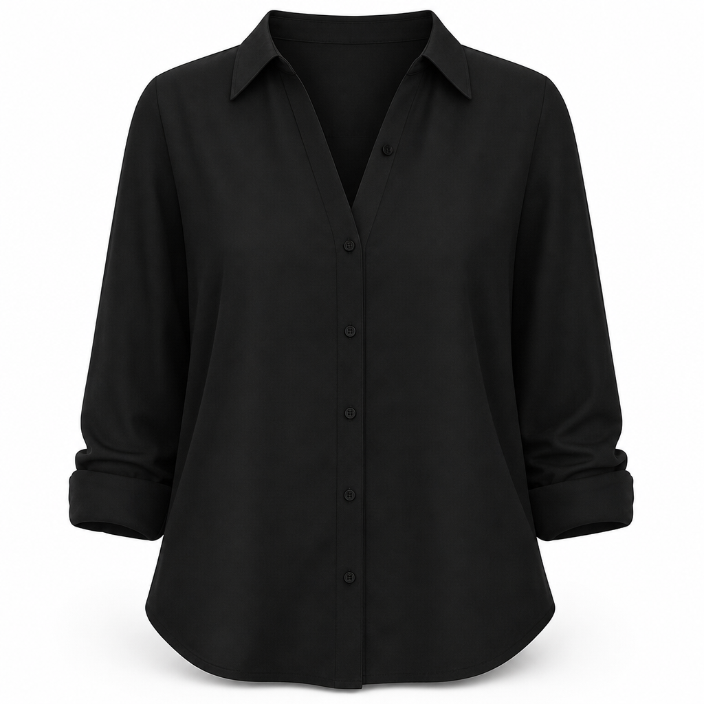 Damen Elegante Freizeitbluse mit Langarm und Knopfleiste