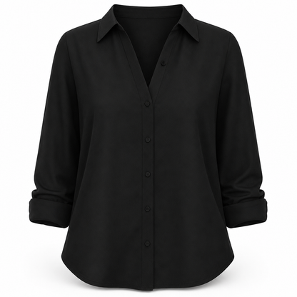 Damen Elegante Freizeitbluse mit Langarm und Knopfleiste