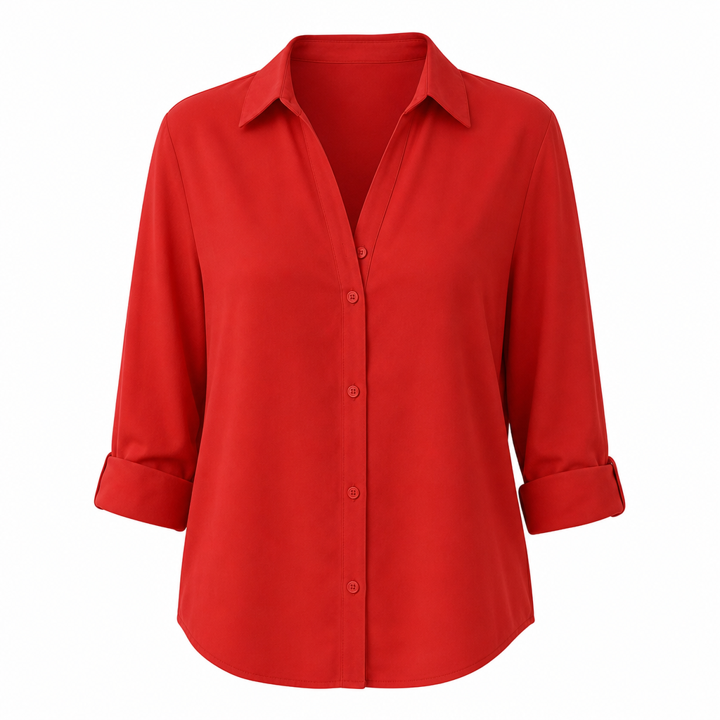 Damen Elegante Freizeitbluse mit Langarm und Knopfleiste