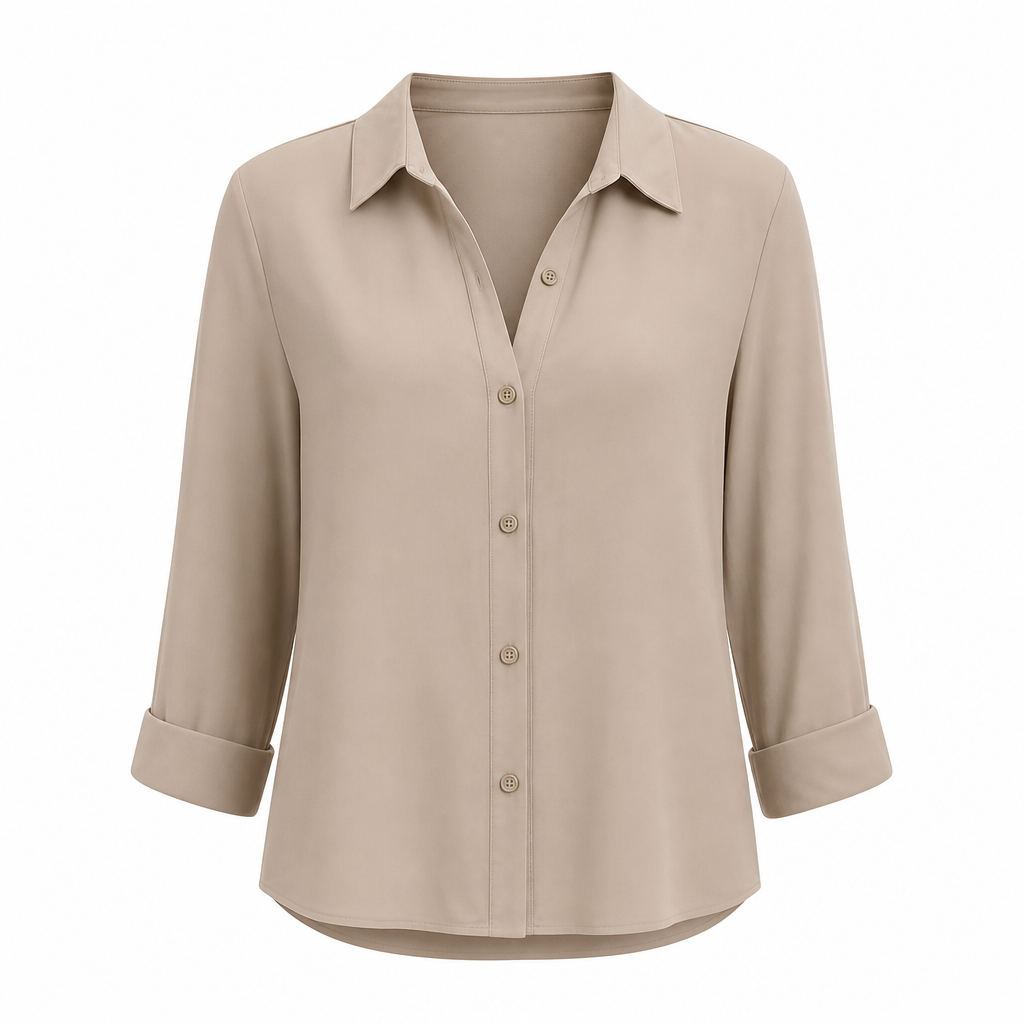 Damen Elegante Freizeitbluse mit Langarm und Knopfleiste