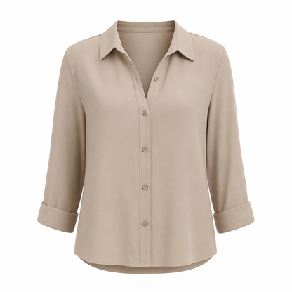 Damen Elegante Freizeitbluse mit Langarm und Knopfleiste