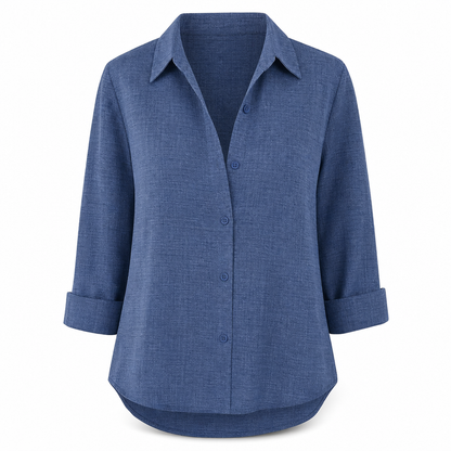 Damen Elegante Freizeitbluse mit Langarm und Knopfleiste