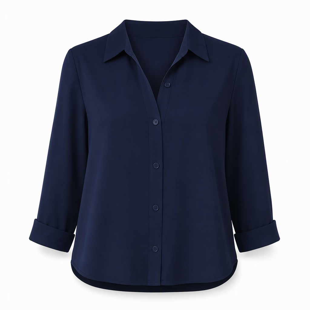Damen Elegante Freizeitbluse mit Langarm und Knopfleiste