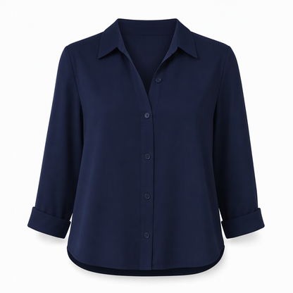 Damen Elegante Freizeitbluse mit Langarm und Knopfleiste