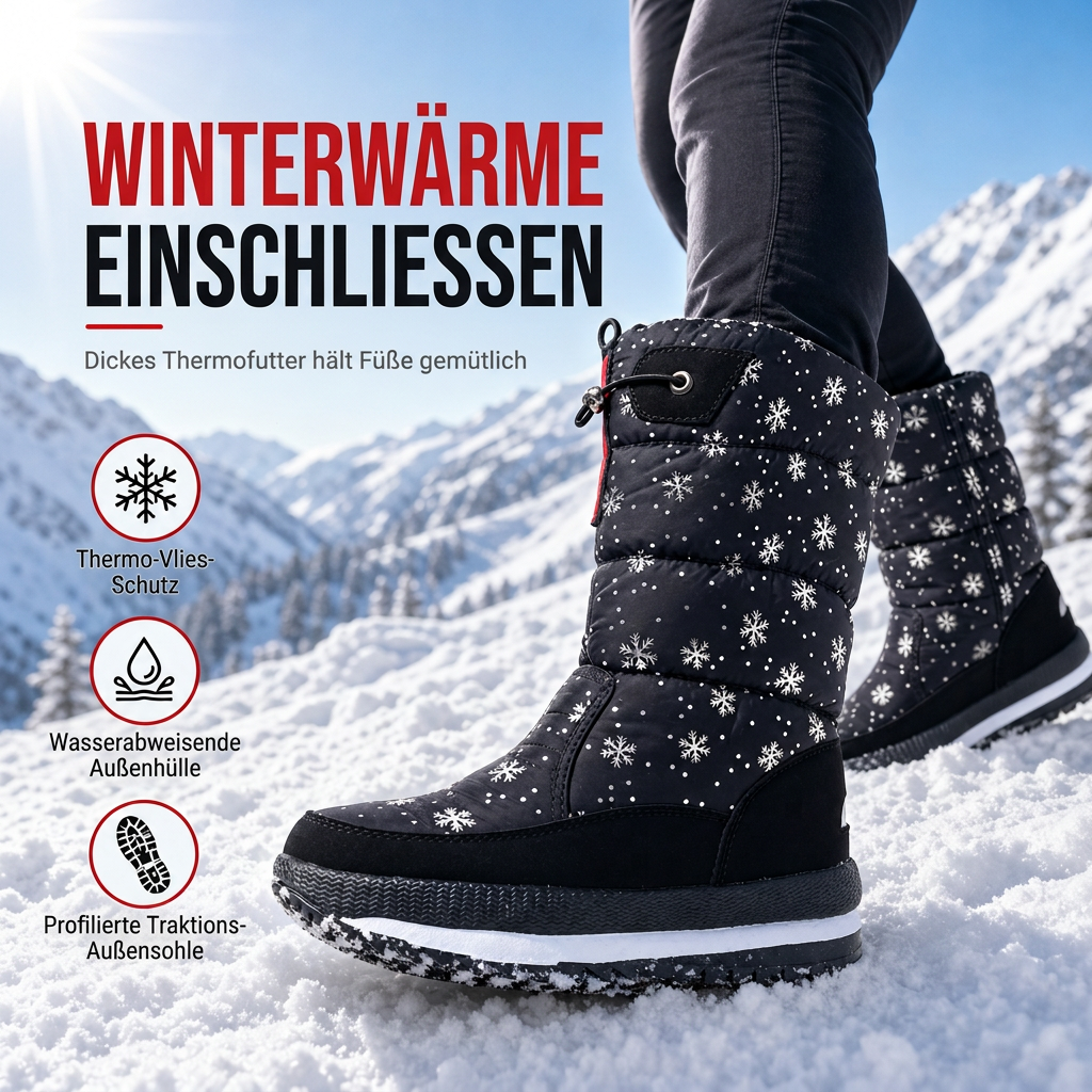 Damen Winter Hochstiefel Wasserdicht Rutschfest Outdoor Schnee-Stiefel mit Dick Plüschfutter und Dicke Sohle