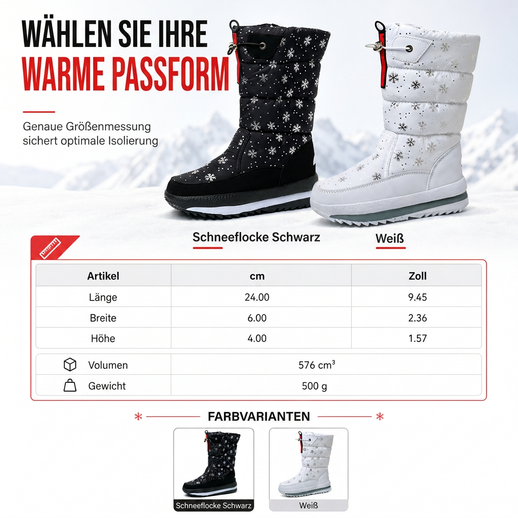 Damen Winter Hochstiefel Wasserdicht Rutschfest Outdoor Schnee-Stiefel mit Dick Plüschfutter und Dicke Sohle