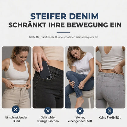 Damen High-Waist elastische Cargo-Jeggings mit Kordelzug, Skinny Jeanshose