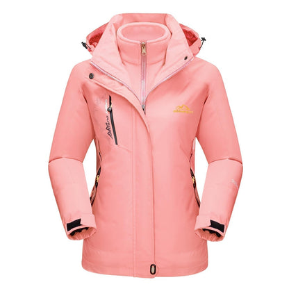 3-in-1 wasserdichter Wintermantel, mit Fleece gefüttert, zweiteiliger Anzug, Ski- und Wanderjacke mit Kapuze