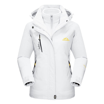 3-in-1 wasserdichter Wintermantel, mit Fleece gefüttert, zweiteiliger Anzug, Ski- und Wanderjacke mit Kapuze