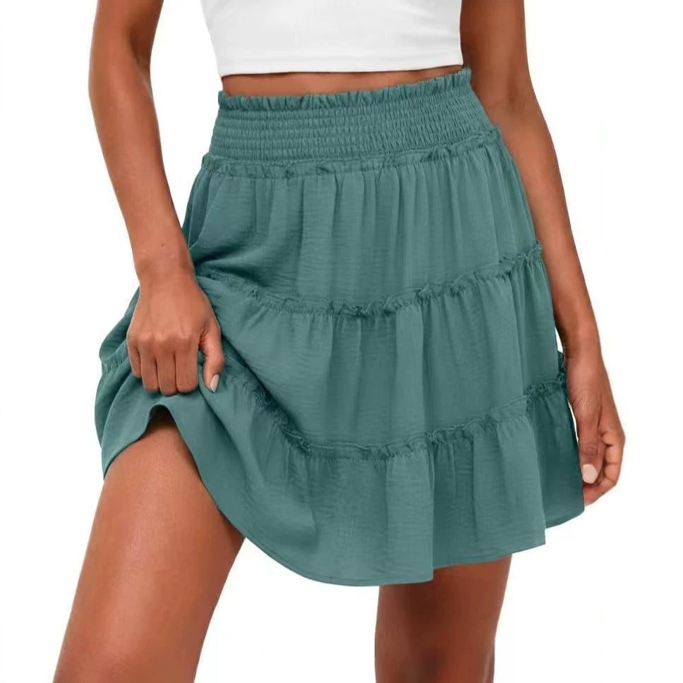Minirock für Damen mit hoher Taille und gestuften Rüschen