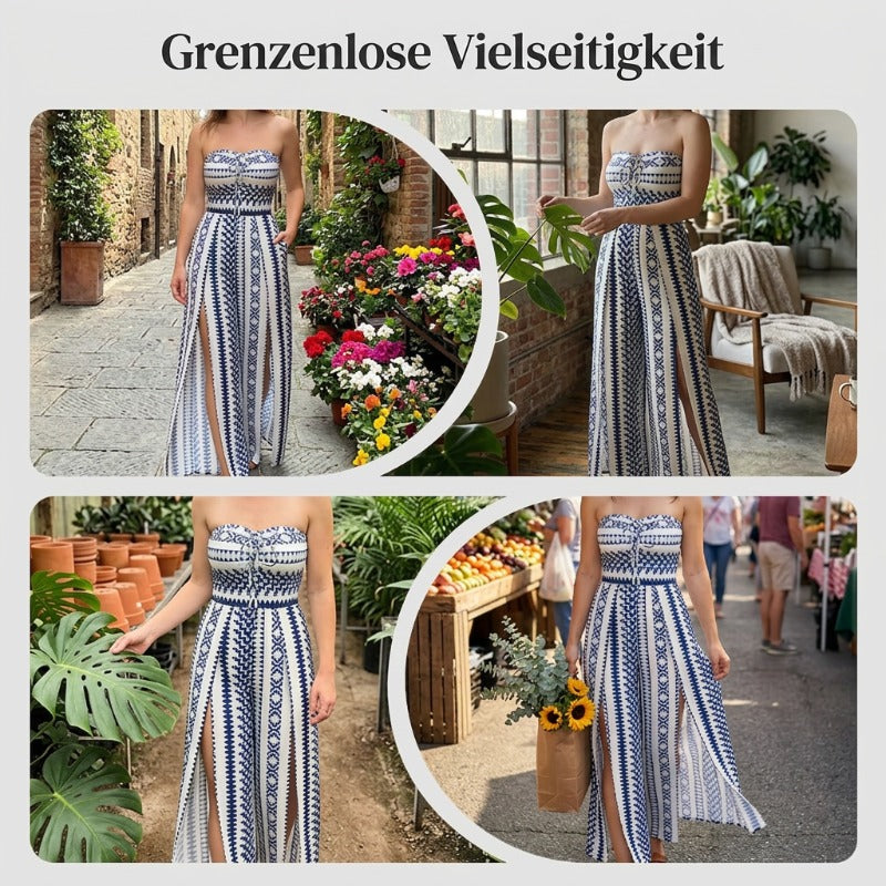 🔥50% RABATT! 👗 Damen Jumpsuit schulterfrei floral im Boho-Stil – Eleganter Sommer-Overall mit Bardot-Ausschnitt – Fließend, leicht & perfekt für Festivals, Strand oder romantische Sommerabende 🌸