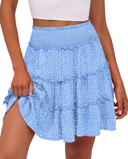 Minirock für Damen mit hoher Taille und gestuften Rüschen
