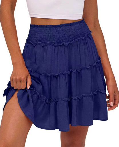 Minirock für Damen mit hoher Taille und gestuften Rüschen