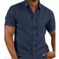 2023 Pop-up-Hemd Herrenhemd mit einfarbigem Revers und kurzen Ärmeln