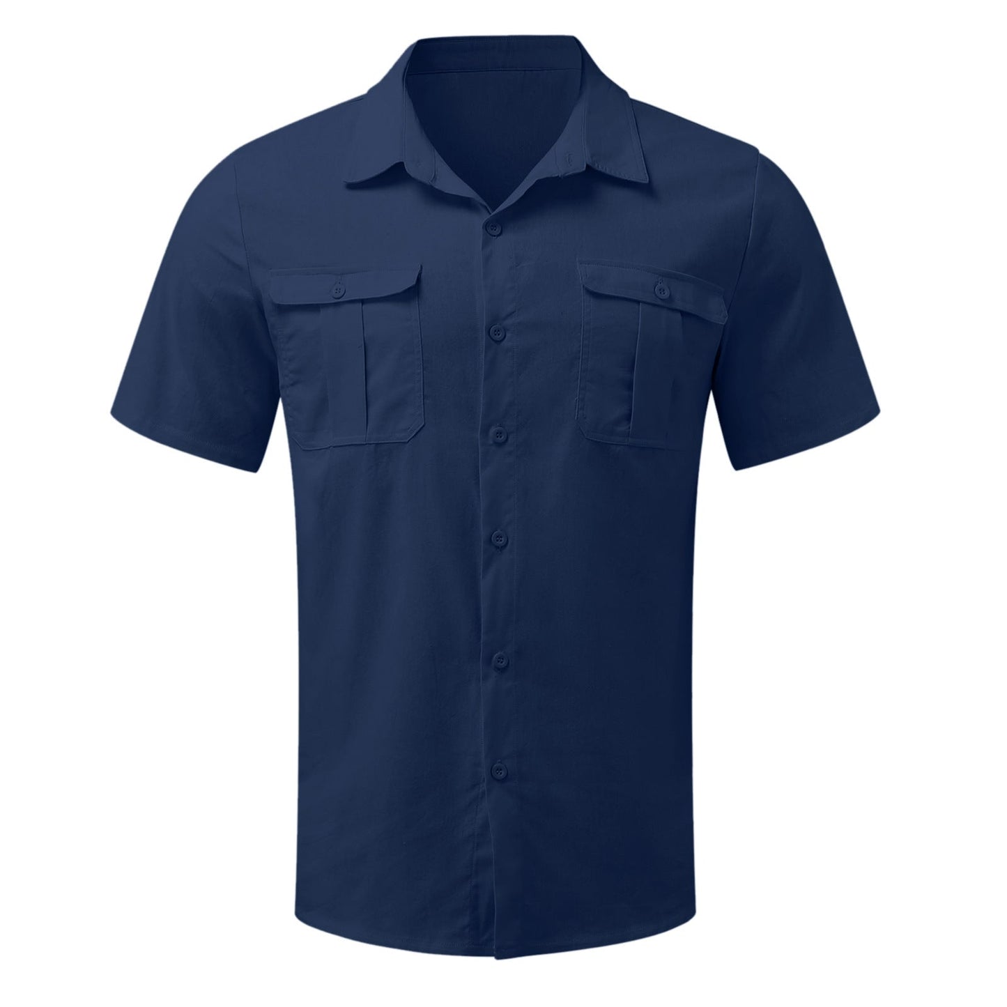 Herren-Kurzarmhemden aus Baumwollleinen mit zwei Taschen – Kaufen Sie 2 versandkostenfrei