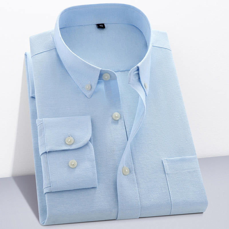 Herren Oxford Textil Reinfarbe Langarmhemd