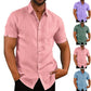 2023 Pop-up-Hemd Herrenhemd mit einfarbigem Revers und kurzen Ärmeln