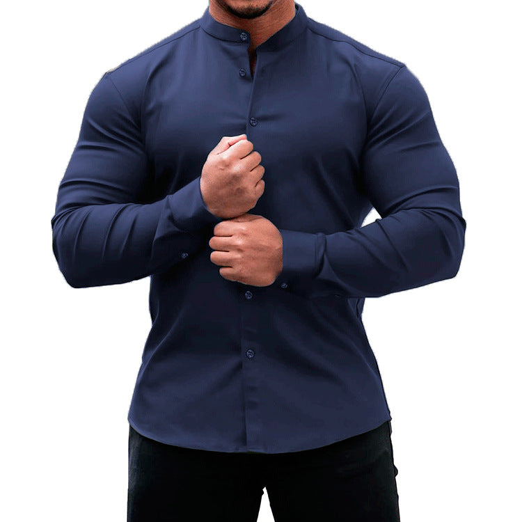 Muskel-Stretch-Langarm-Freizeithemd für Herren