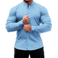 Muskel-Stretch-Langarm-Freizeithemd für Herren